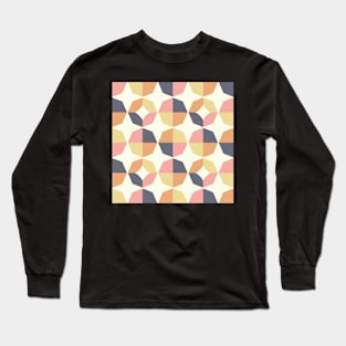 Mid Mod Geometric Pink Blue & Tan Long Sleeve T-Shirt